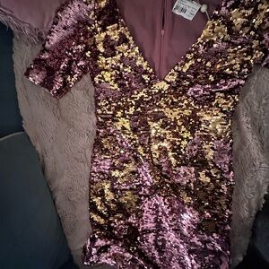 For Love & Lemons NWT  V-Neck Sequin Dress